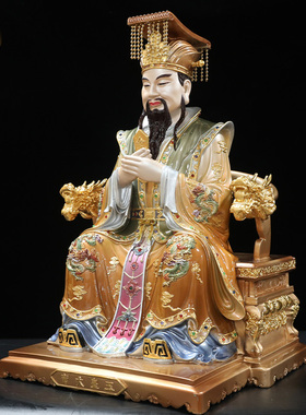 珐琅彩玉皇大帝王母娘娘佛像摆件