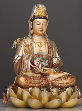 全铜南海观世音菩萨佛像客厅摆件