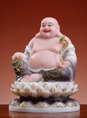 汉白玉弥勒佛大肚笑佛像客厅摆件