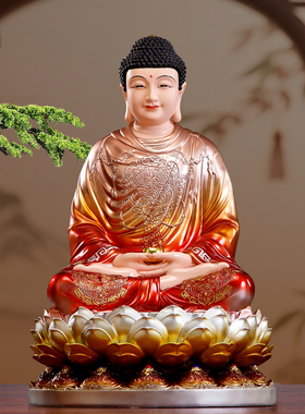 树脂彩绘全堂佛客厅家用供奉摆件