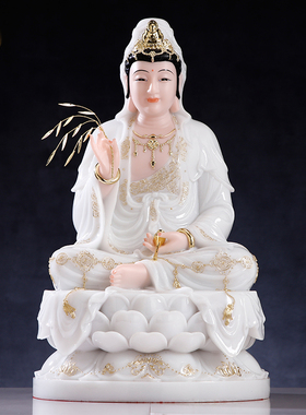 汉白玉娑婆三圣摆件家用供奉佛像