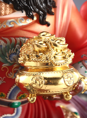 汉白玉武财神赵公明骑虎摆件家用