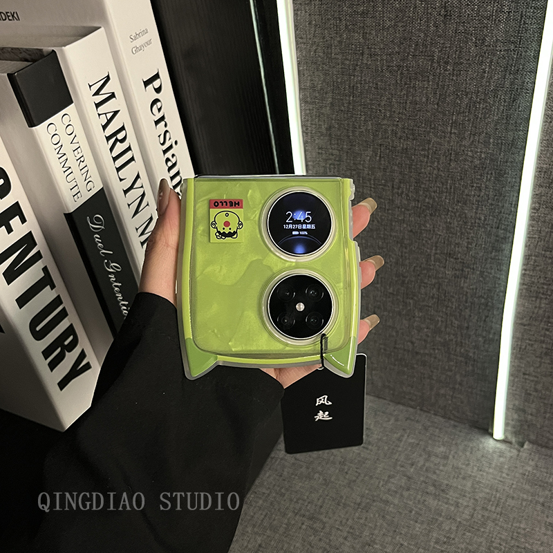 ins可爱猫耳动漫卡通胖虎适用于华为pocket2手机壳新款pockets折叠屏网红可爱p50宝盒翻盖防摔保护套女款潮牌 - 图0