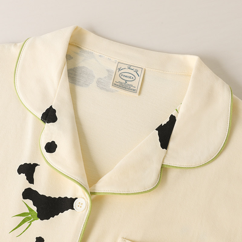 情侣夏季纯棉短袖短裤套装可爱睡衣 pinksea内衣睡衣/家居服套装