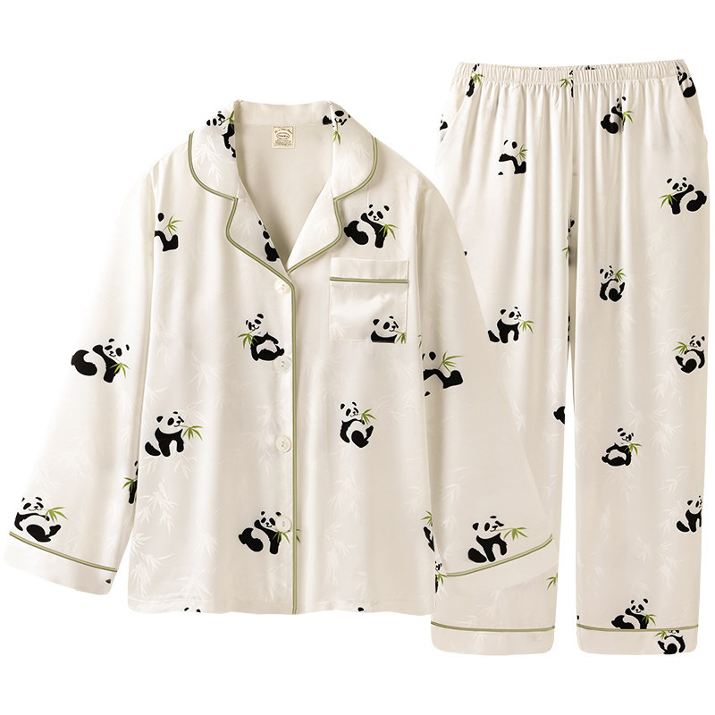 情侣2022年新款夏季冰丝长袖睡衣 pinksea内衣睡衣/家居服套装