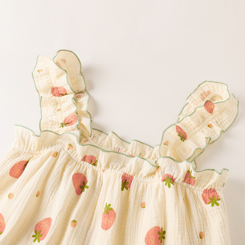 女款夏季纯棉纱布吊带短裤新款睡衣 pinksea内衣睡衣/家居服套装