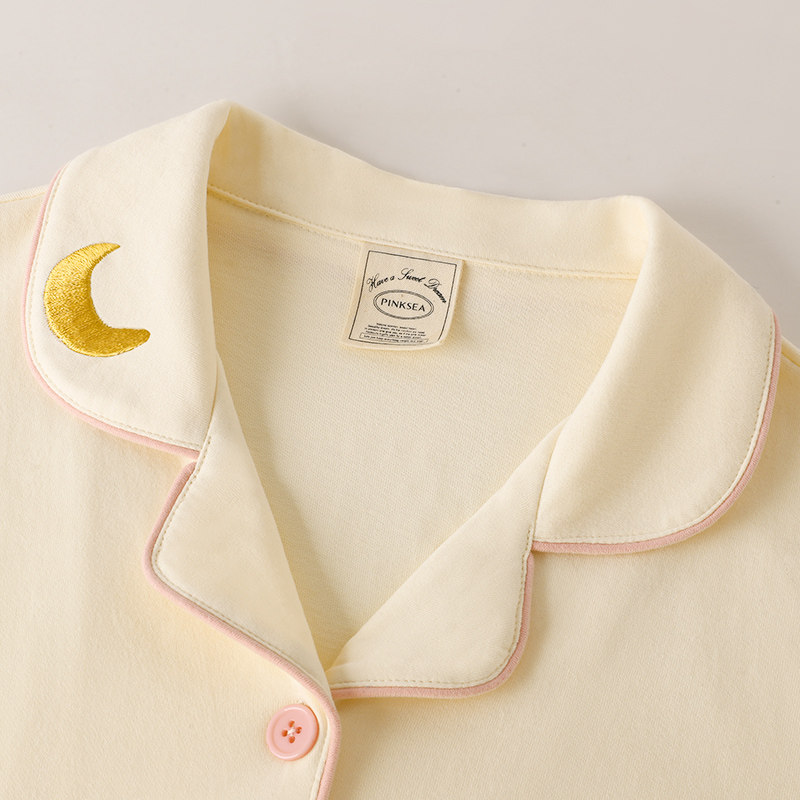 情侣夏天短袖纯棉可外穿格子夏睡衣 pinksea内衣睡衣/家居服套装