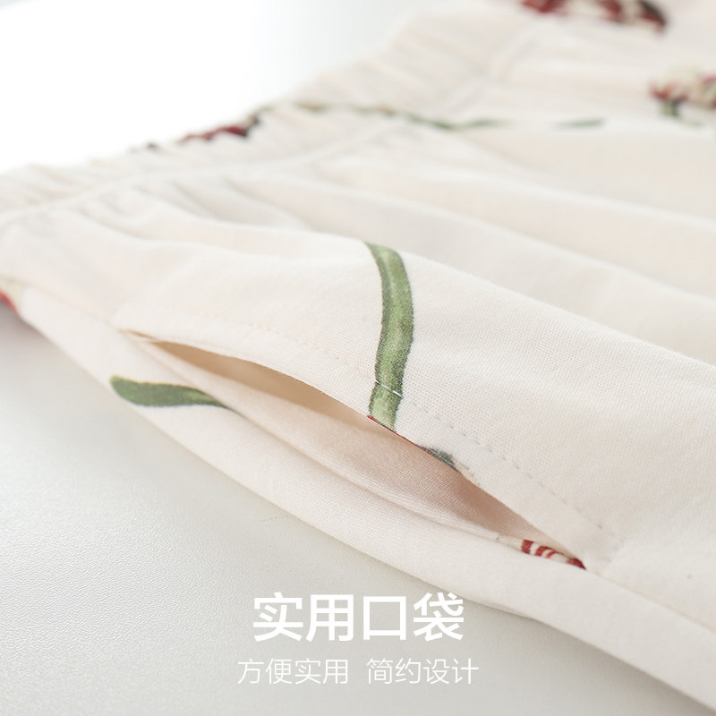 夏吊带纯棉长袖长裤性感夏季睡袍 牛格格睡衣/家居服套装