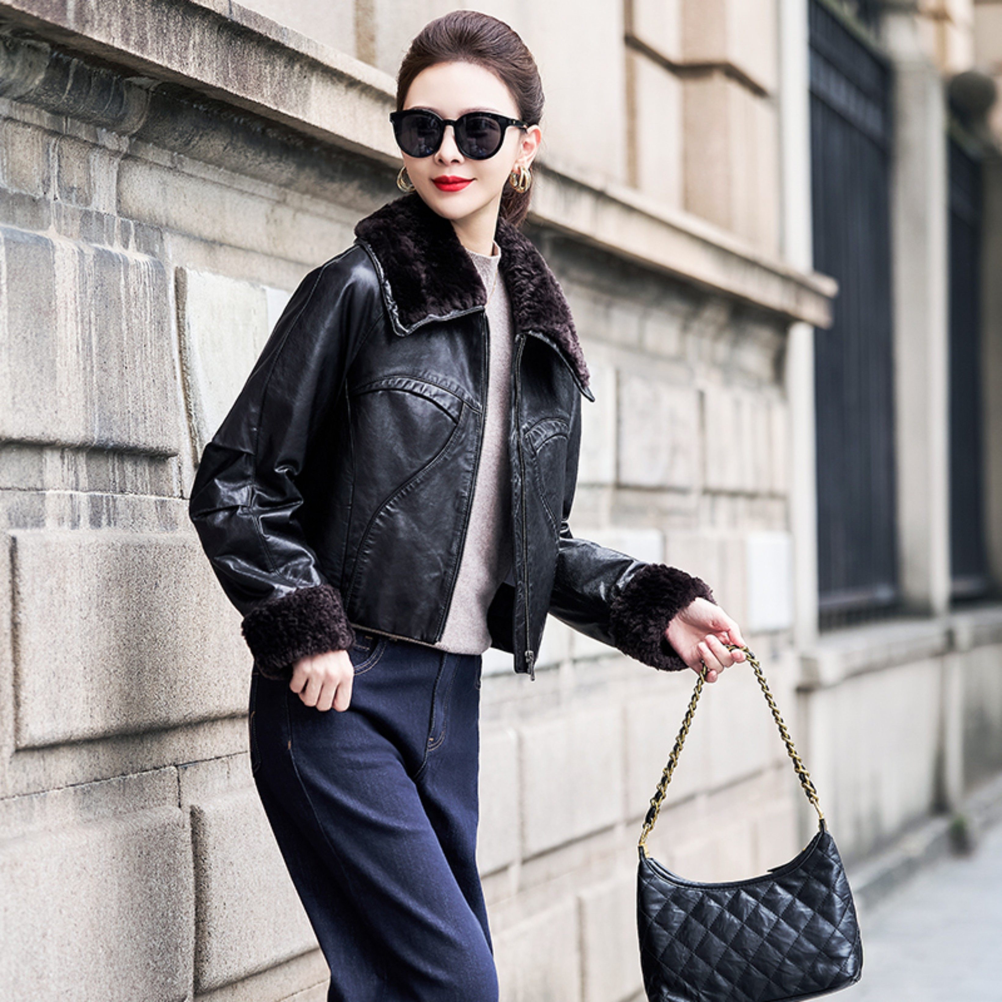 海宁进口头层绵羊皮90鹅绒羽绒服皮衣女2025秋冬新羊毛领短款外套,淘宝优惠券,粉丝福利购,淘宝优惠卷