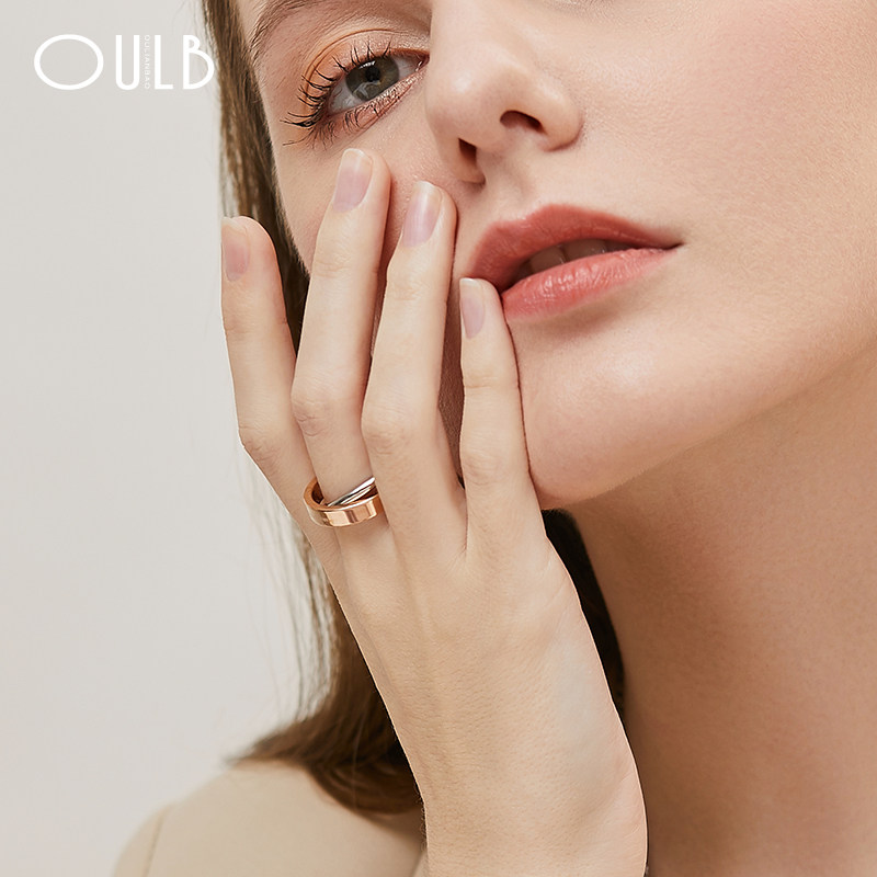 官方正品ck双环男女情侣款双色对戒 欧莲宝戒指/指环