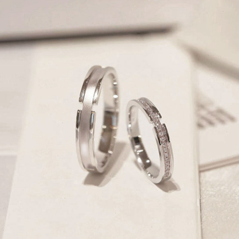 蒹葭与白露纯银s925情侣 欧莲宝戒指/指环