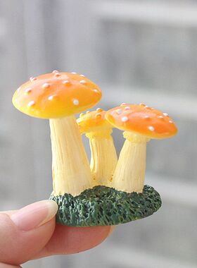 新款树脂蘑菇草堆跨境爆款花园DIY仿真蘑菇草坪草皮小草工艺摆件