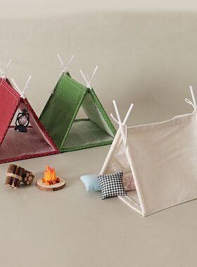 仿真迷你娃娃屋帐篷模型摆件手工diy圣诞装饰品微缩户外场景配件