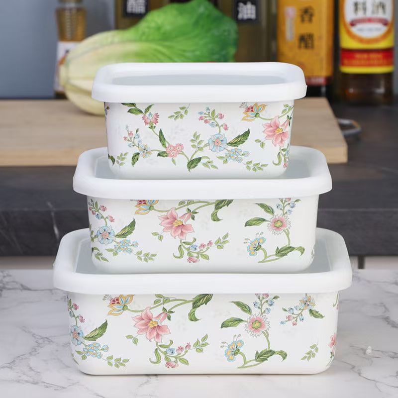 New enamel square storage box fresh-keeping box refrigerator freezer fresh-keeping container color box lunch box fruit box hot