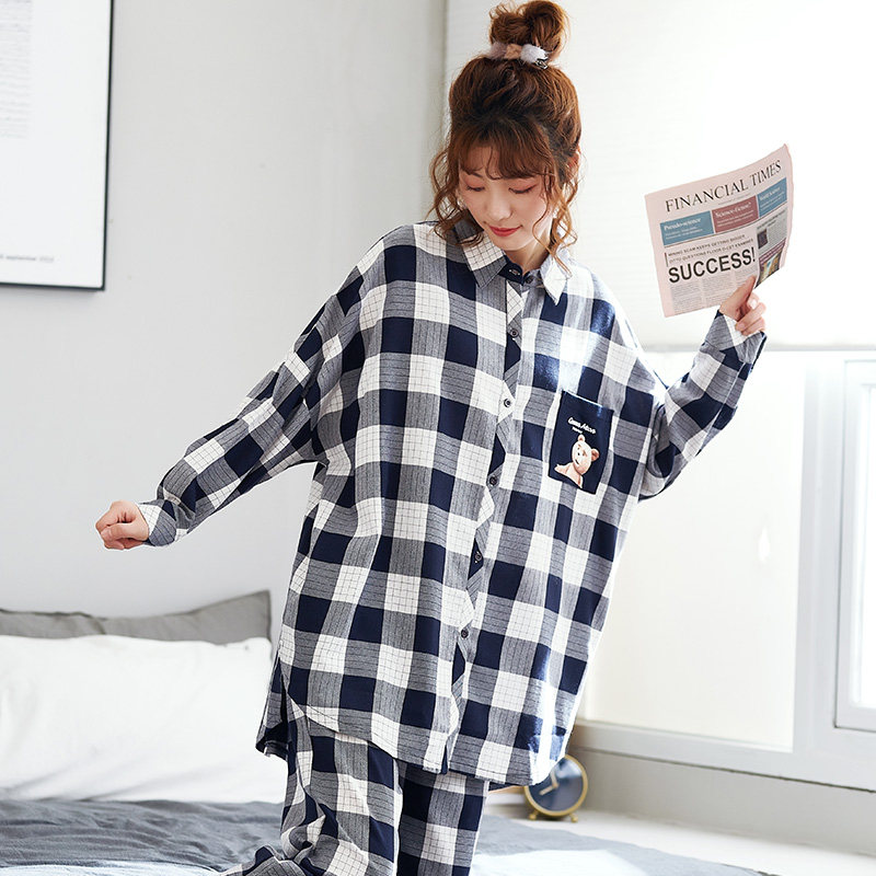 春秋款纯棉长袖韩版宽松可出门睡衣 jeeyuntoo吉运兔睡衣/家居服套装