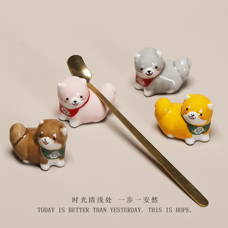 陶瓷柴犬小狗筷架家用筷托筷枕可爱萌宠多肉花宠送礼桌面小摆件,淘宝优惠券,粉丝福利购,淘宝优惠卷