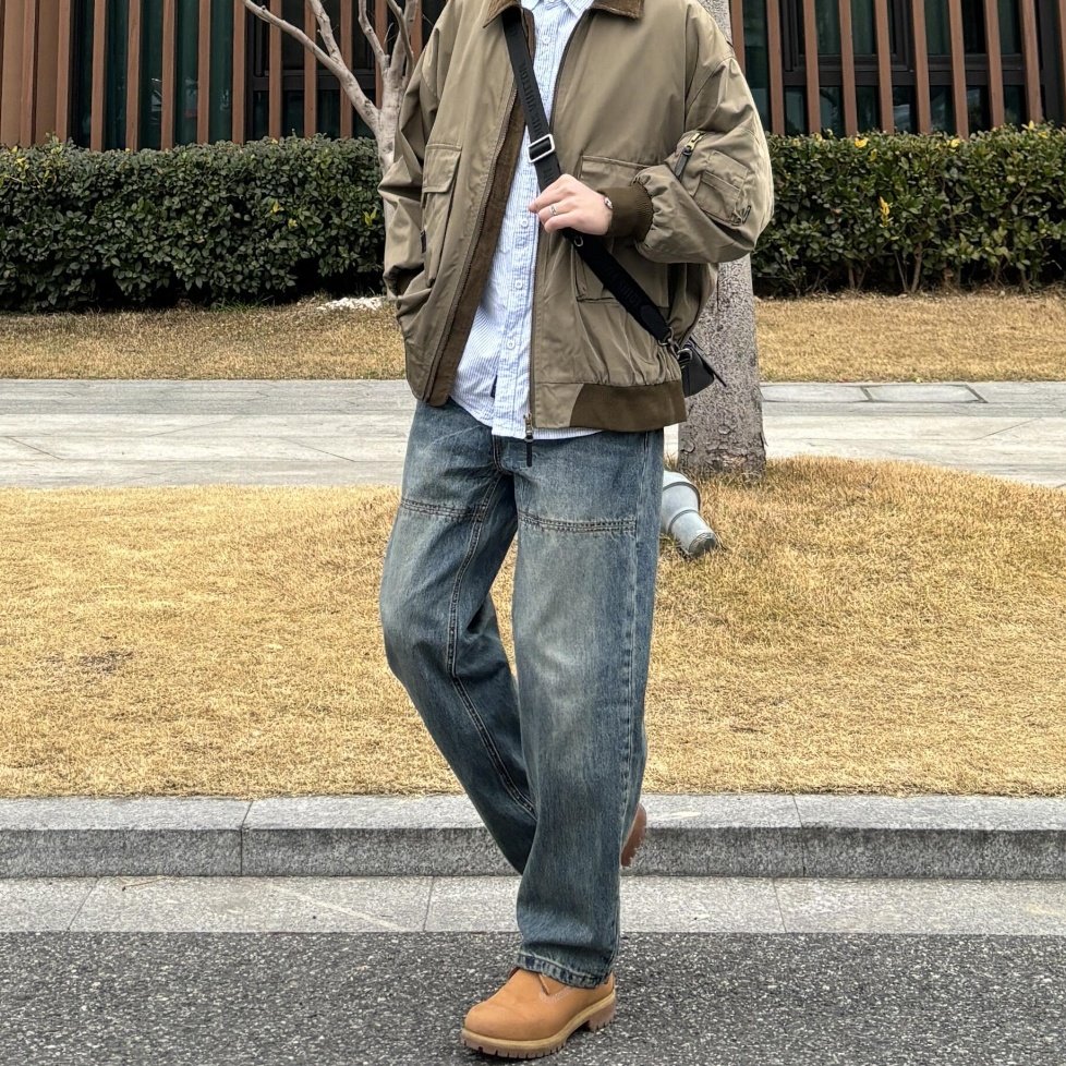 复古街头vibe水洗做旧拼接设计直筒牛仔裤男潮款简约休闲裤高级感,淘宝优惠券,粉丝福利购,淘宝优惠卷