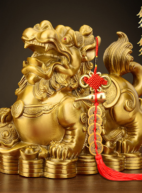 铜貔貅摆件一对黄铜貔恘貔犰皮丘家居客厅办公室开业工艺装饰礼品