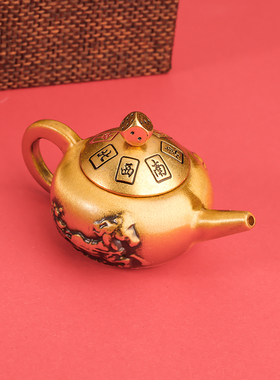 新款黄铜麻将把把壶马上胡手把件旋转麻将创意摆件趣味减压礼品