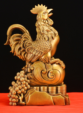 铜鸡摆件黄铜公鸡金鸡元宝鸡家居生肖吉祥物客厅装饰品工艺礼品摆