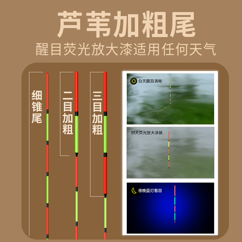 2024新款芦苇鱼漂套装全套加粗醒目去壳芦苇浮漂高灵敏冬钓鲫鱼漂