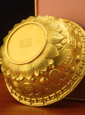 铜聚宝盆摆件店铺开业前台桌面装饰品家居客厅财源工艺礼品摆饰铜