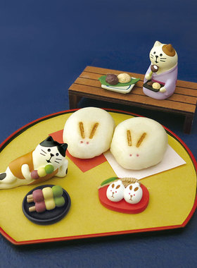 树下盒中秋赏月场景忍者武士摆件