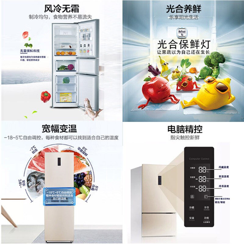 electrolux /伊莱克斯255l三门冰箱 伊莱克斯瑞诚行厨房冰箱