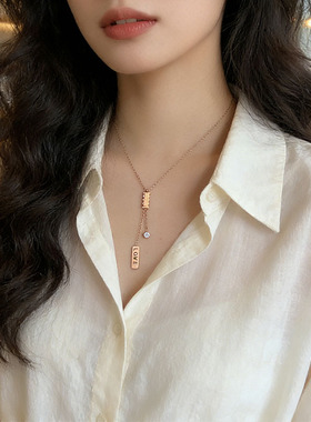 跨境 不锈钢长条生辰石翅膀项链 DIY激光雕刻名字生辰石长条项饰