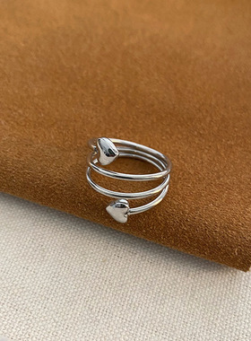 钛钢欧美跨境 经典小众设计心形指环女情侣戒指时尚饰品