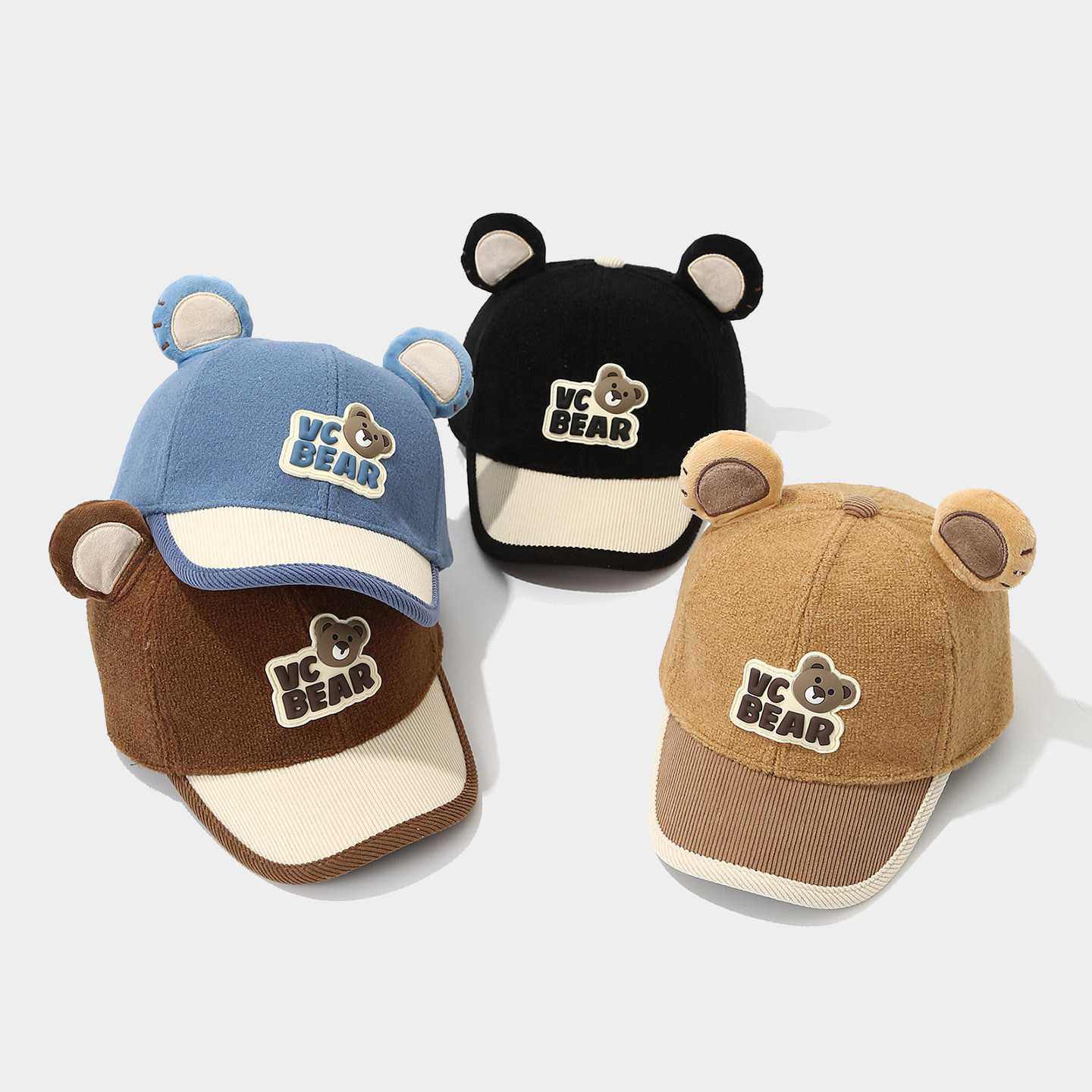 婴幼儿童可爱卡通小熊鸭舌帽子秋冬季男童女宝宝保暖毛呢棒球帽潮,淘宝优惠券,粉丝福利购,淘宝优惠卷