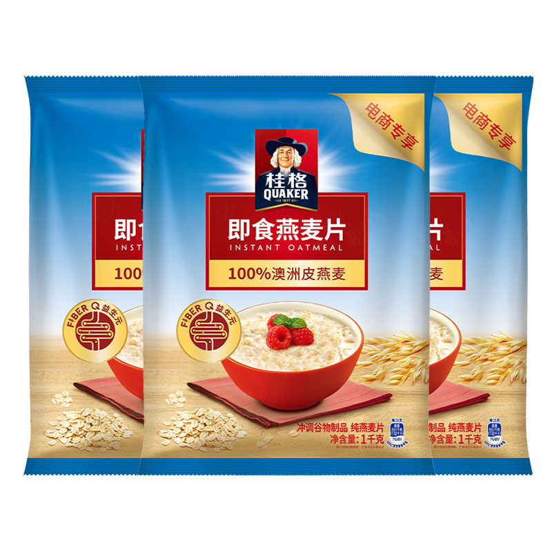 桂格即食燕麦片1000g*1袋装早餐冲饮营养原味代餐麦片整箱批发 - 图3