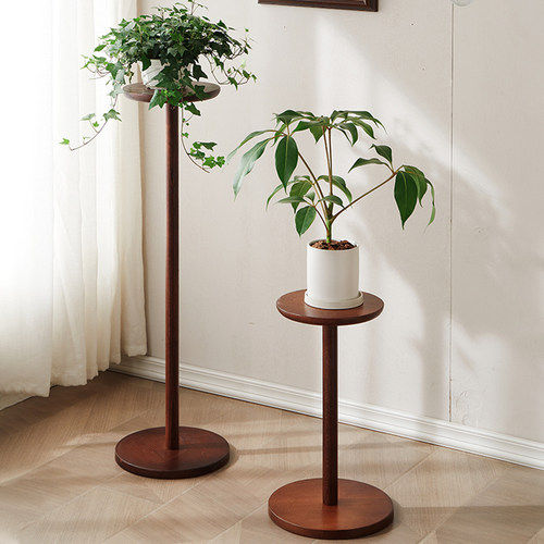 客厅花架实木花架子单个置物架创意落地式简约阳台玄关花盆植物架 - 图0