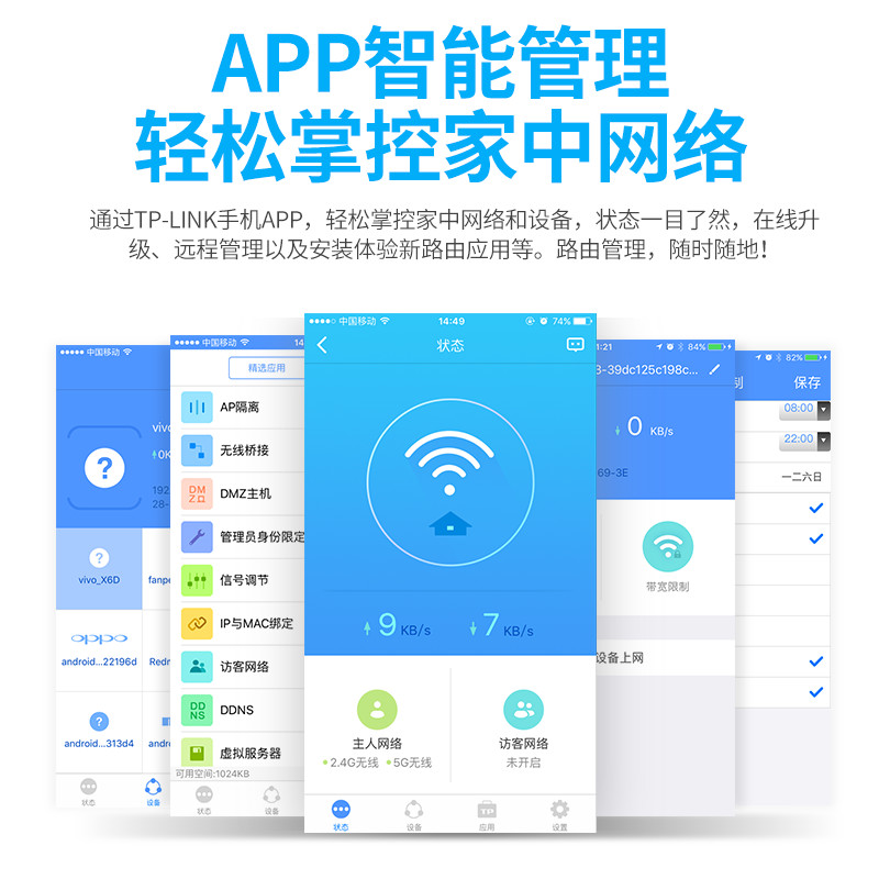 TP-LINK家用无线路由器5G双频全千兆端口Mesh千兆宽带普联WiFI增强穿墙AC1200高速电信光纤全屋覆盖WDR5620-图1