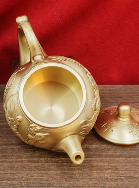 黄铜龙凤呈祥茶壶家用高档功夫茶高档创意礼品龙凤茶壶茶桌摆件