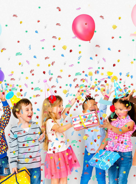 生日快乐五彩纸屑生日蛋糕金属箔洒气球五彩纸屑餐桌纸屑装饰派对