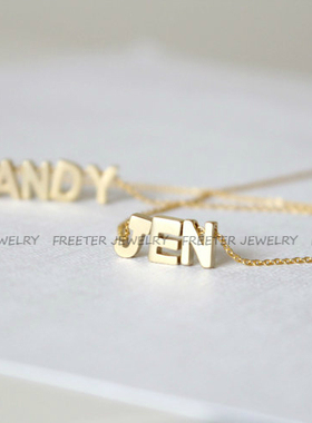 美国进口字母项链幸运包金注金