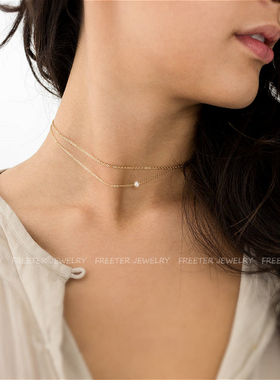 freter手作双层短颈链包金注金