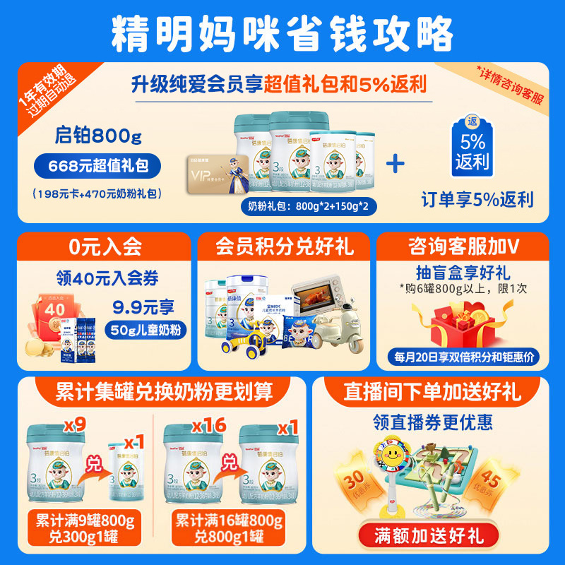 宜品蓓康僖启铂婴幼儿配方羊奶粉3段800g*3罐1-3岁宝宝旗舰店正品