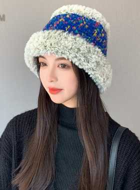红砖头毛绒盆帽户外休闲女秋冬款