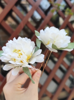 原创牡丹花朵簪花掩鬓发饰汉服唐装古装发簪u钗头饰古风花簪子