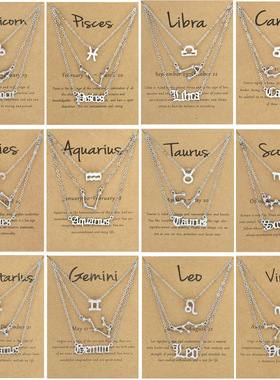 12 Constellation Necklace set three-piece women gift