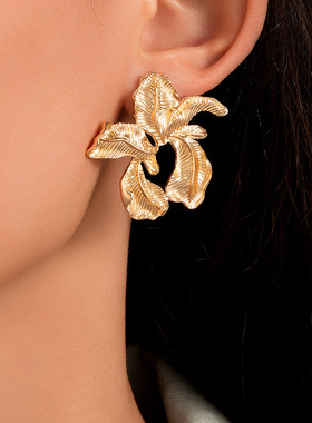Earrings women 耳饰 蝴蝶镂空太阳耳钉 几何不规则花朵叶子耳环