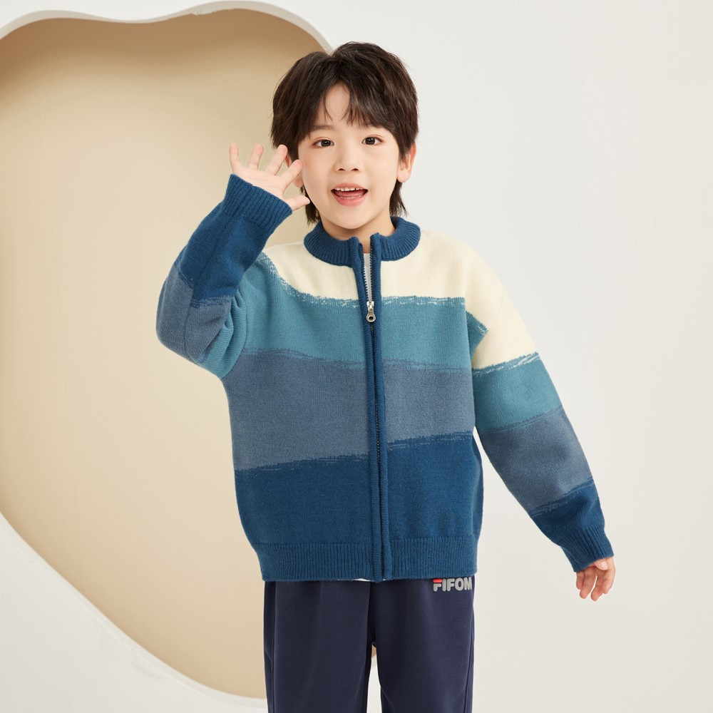 男童毛衣开衫加绒外套秋冬季新款儿童加厚保暖棉衣宝宝针织衫8558 - 图2