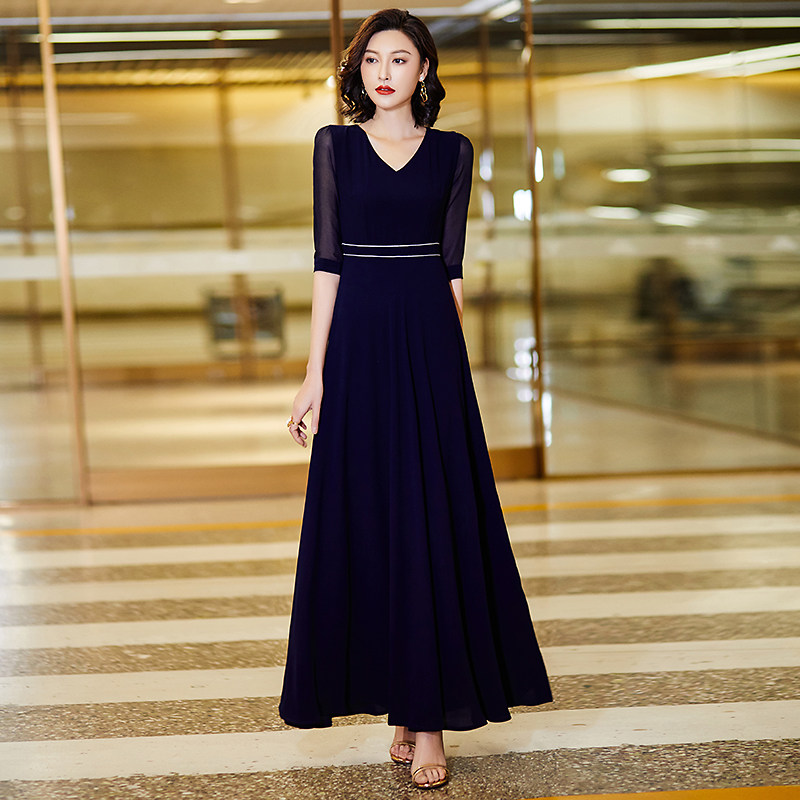 2022年春季新款夏简约拼接v领长裙 绅岚洋服连衣裙