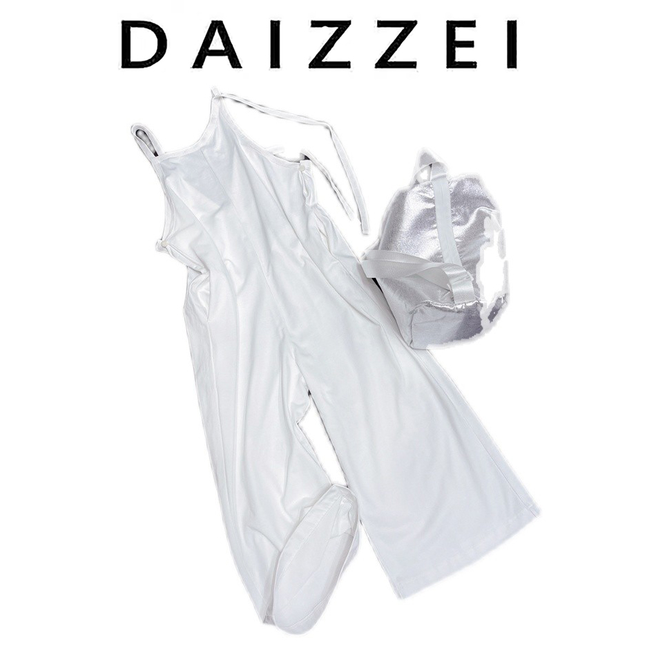 DAIZZEI~高品质气质显瘦撞色连体裤2022夏新款不对称吊带裤阔腿裤-图2