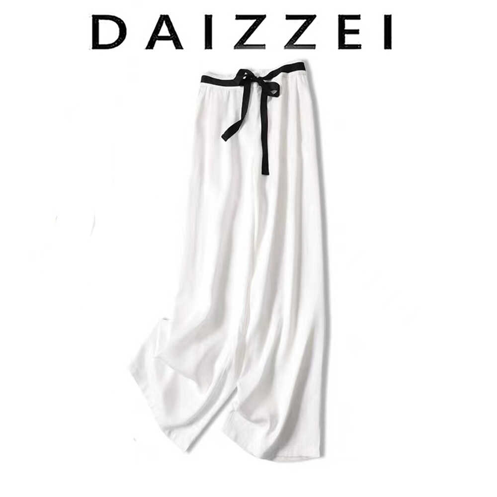 DAIZZEI~透气天丝阔腿裤女夏高腰显瘦垂感直筒裤宽松休闲薄款长裤 - 图2