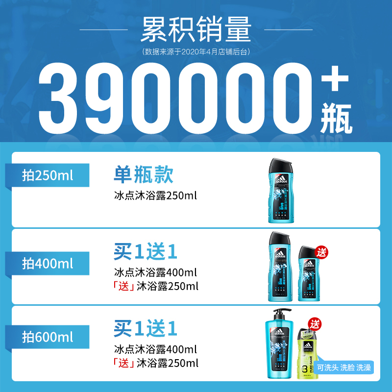 阿迪达斯洗护旗舰店adidas阿迪达斯冰爽男士沐浴露液持久留香男清凉三合一套装家庭装0