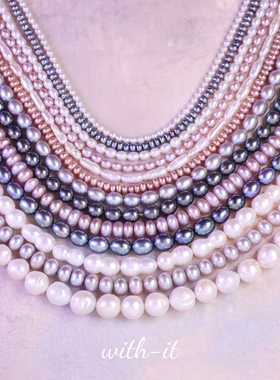 with it淡水珍珠项链彩色粉色黑色迷你男女同款叠戴珠串经典款111