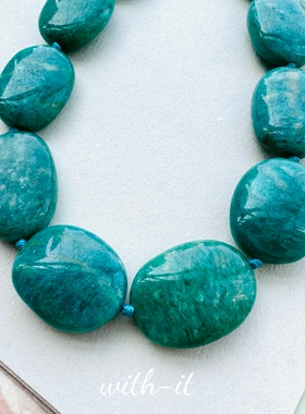 with it天河石大珠手工项链意大利风珠宝湖蓝色小众彩色珠串263